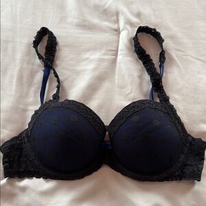 Victoria's Secret Black and Blue Polka Dot Bra